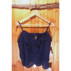 Navy Blue Ruffle Tank - NSR